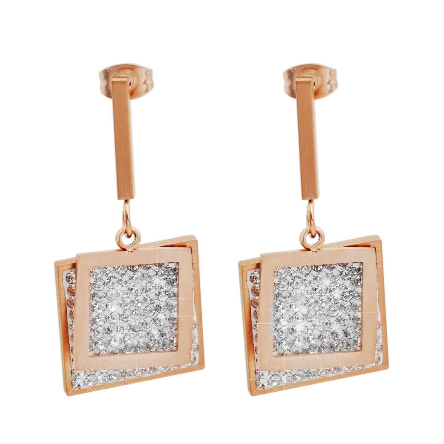 Damen Ohrringe – Ohrstecker aus Edelstahl mit Strass Steinchen