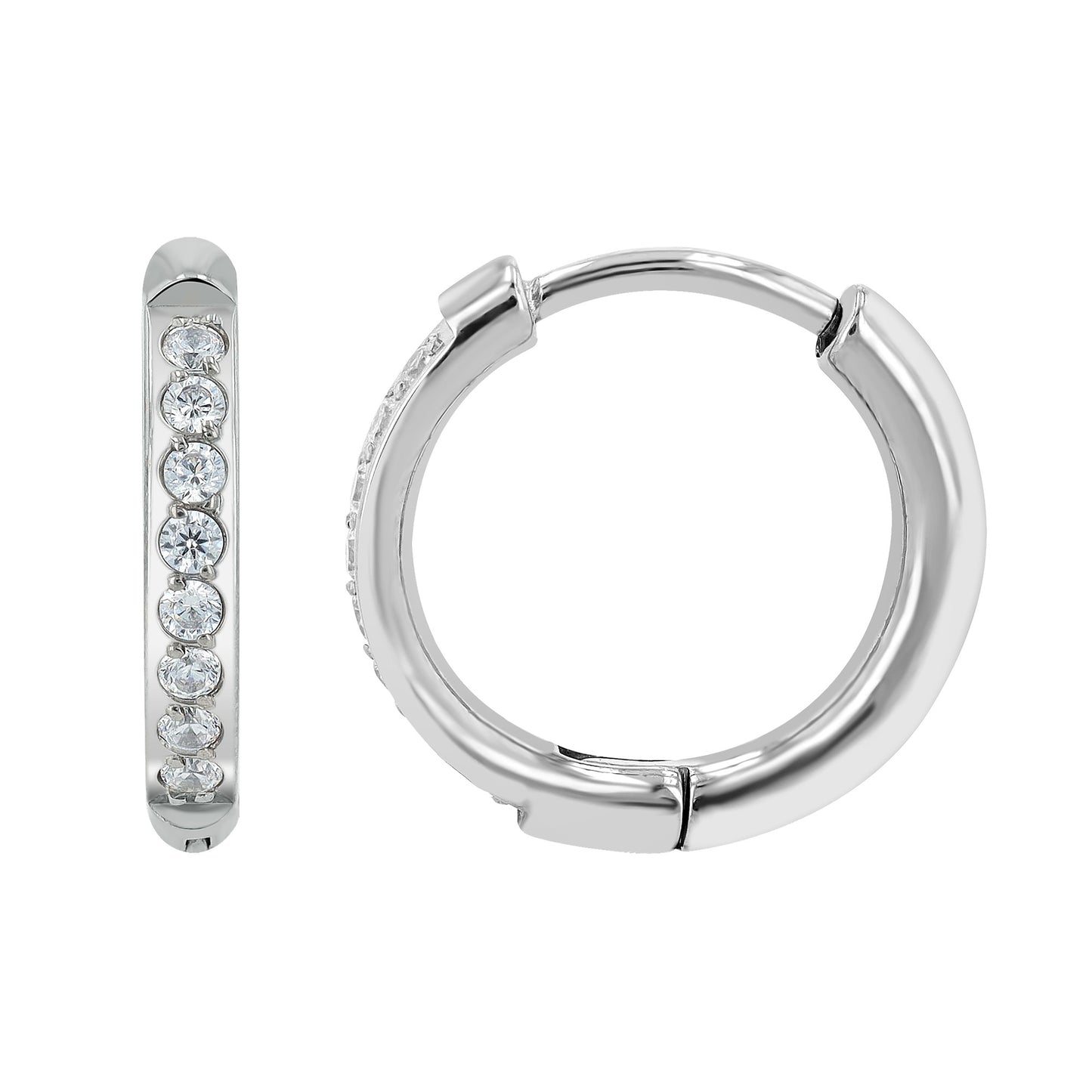 Damen Ohrringe – Klappcreole aus Titan mit Strass Steinchen