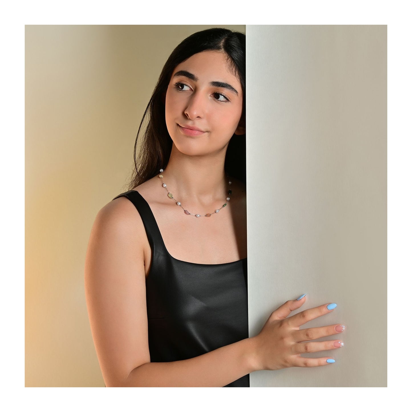 Damen Halskette aus Edelstahl mit Süßwasserperle 40 cm