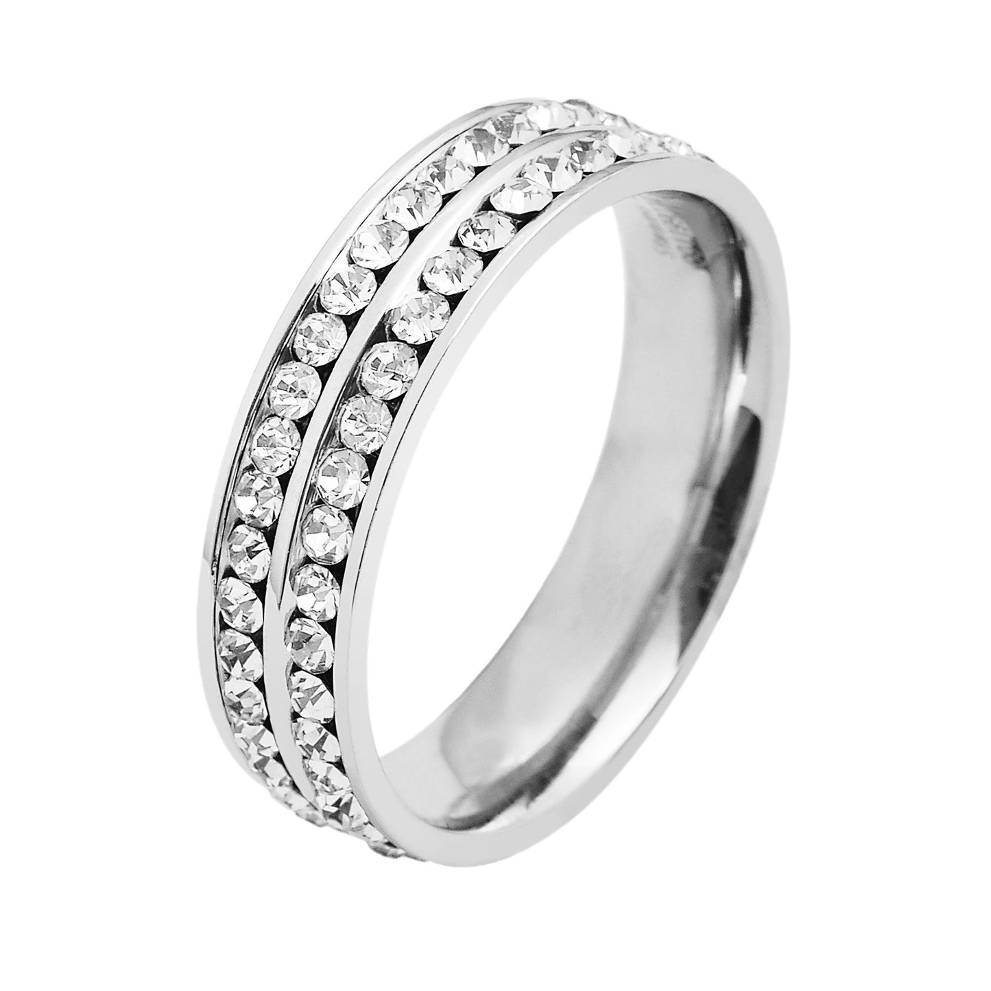 Damen Ring aus Edelstahl mit Strass Steinchen