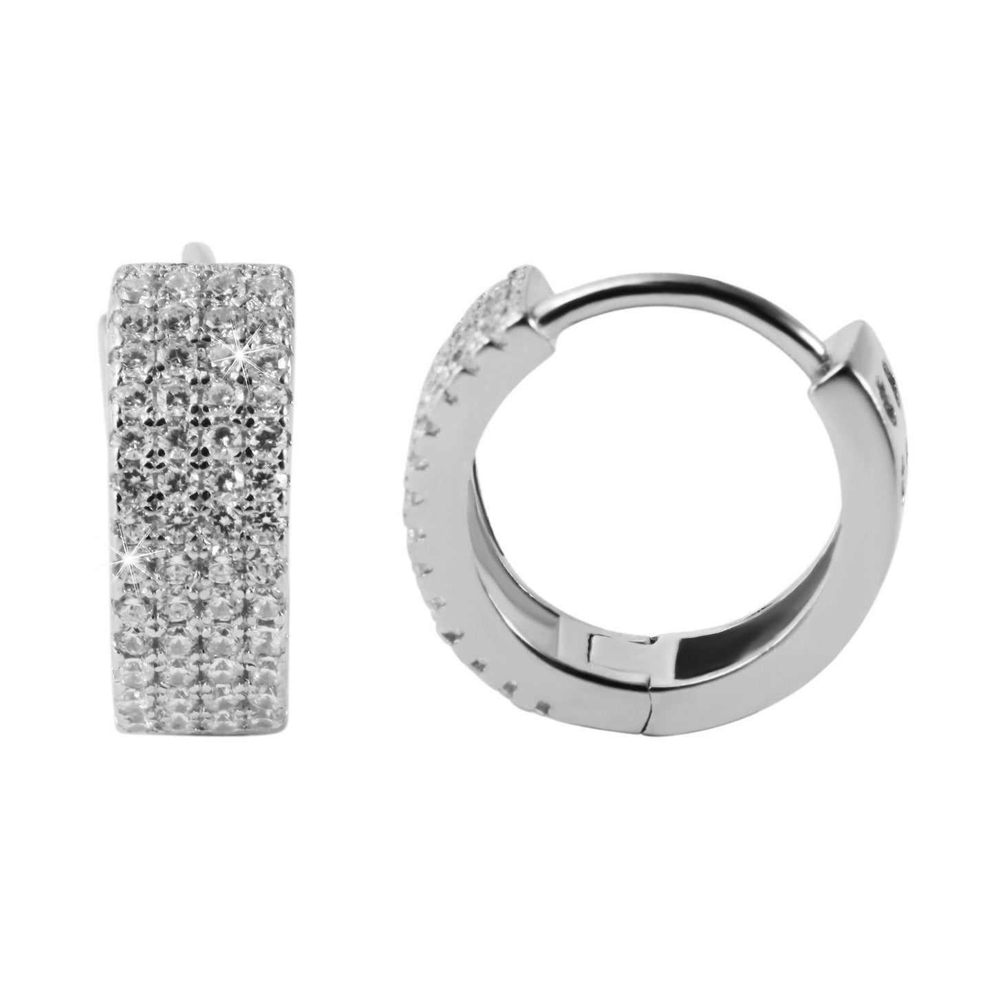 Damen Ohrringe – Klappcreole Herz aus 925 Silber mit Zirkonia