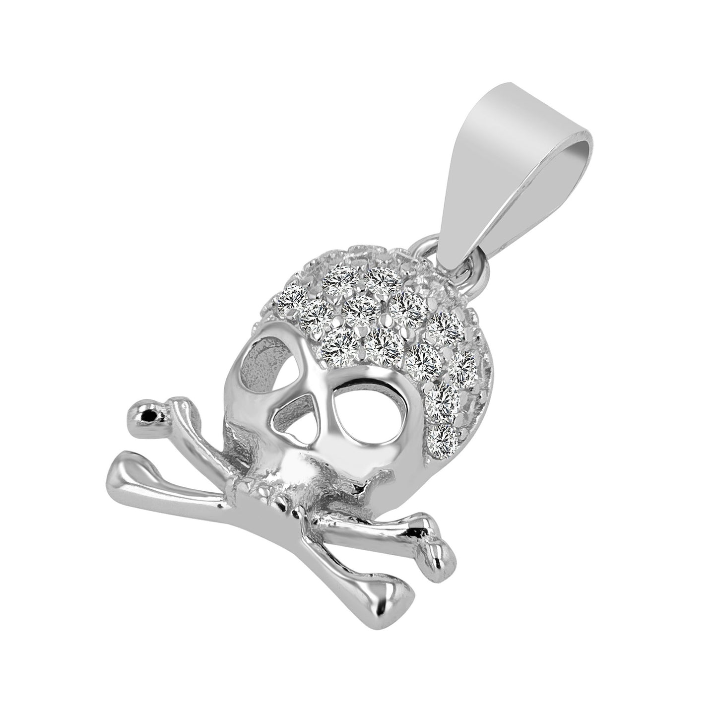 Damen Anhänger – Totenkopfanhänger aus 925 Silber mit Zirkonia