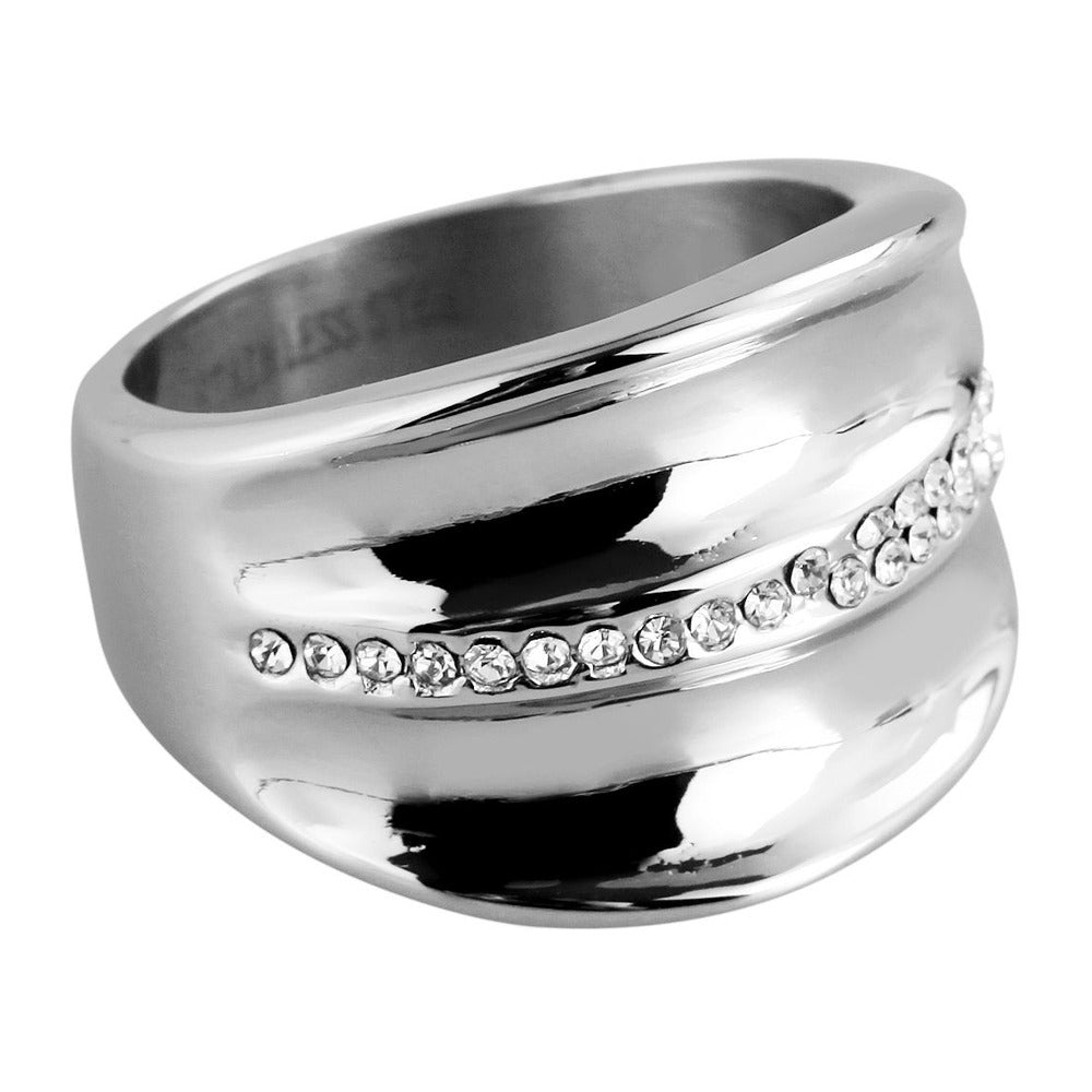 Damen Ring aus Edelstahl mit Strass Steinchen