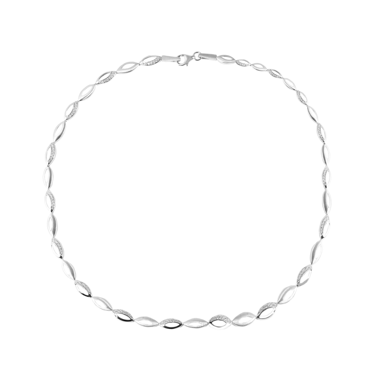 Damen Halskette aus 925 Silber mit Zirkonia 45 cm