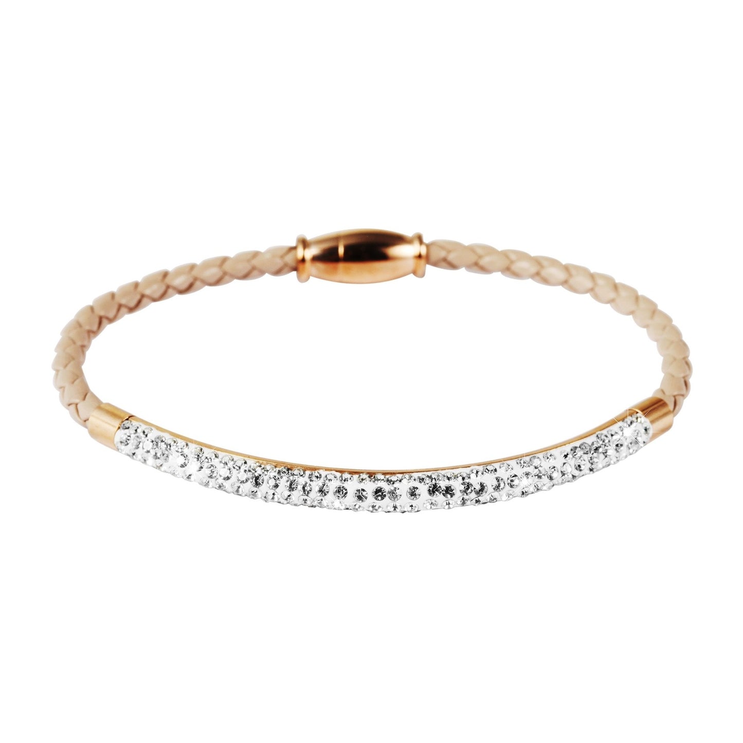 Damen Armband – Lederarmband aus Leder mit Strass Steinchen 19 cm