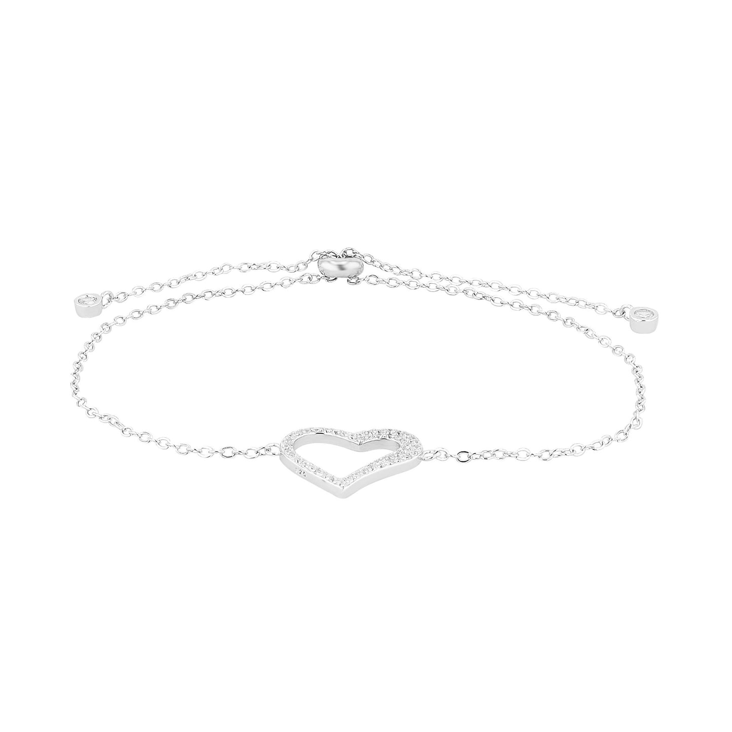 Damen Armband – Herz aus 925 Silber mit Zirkonia 23 cm