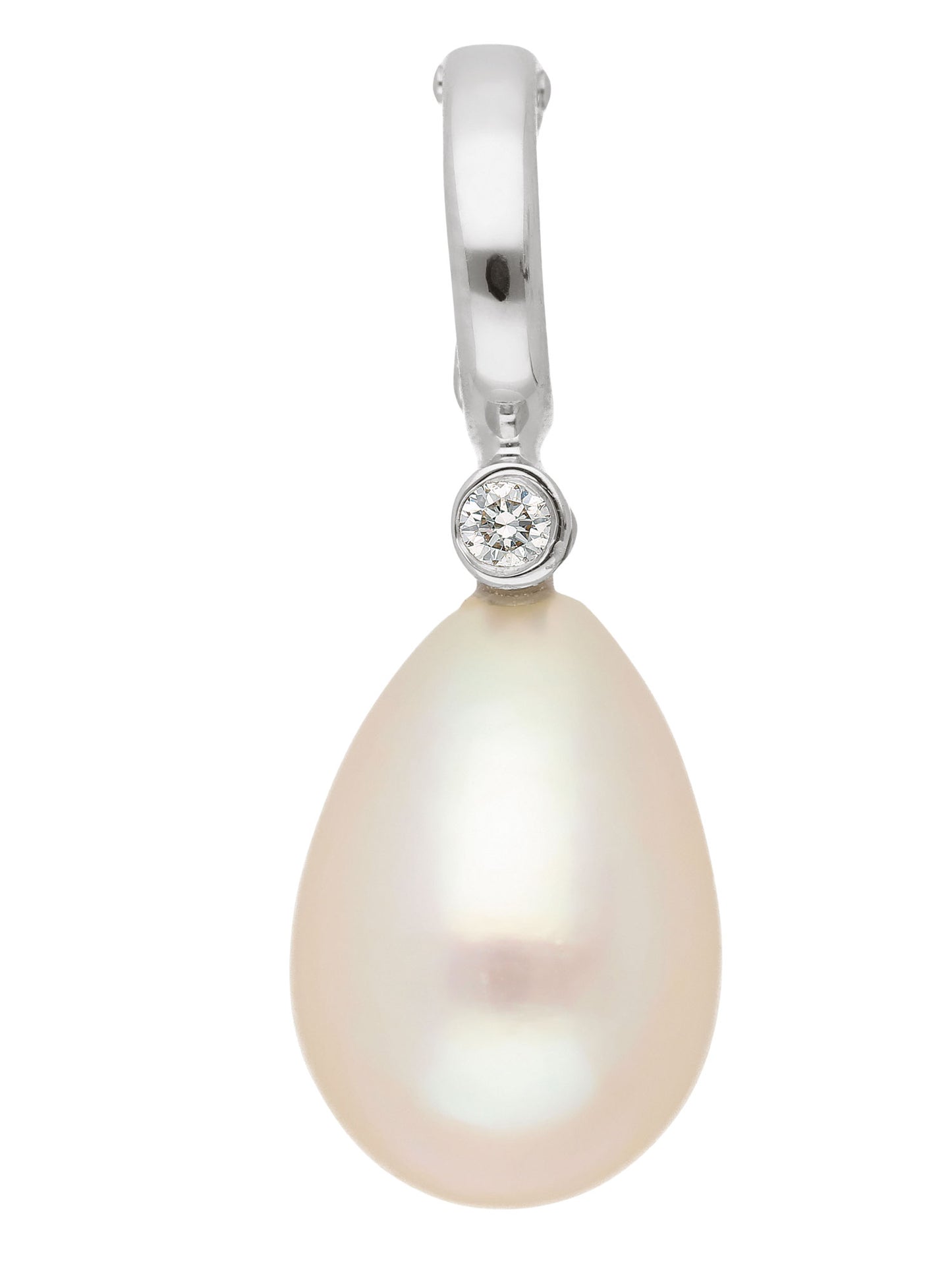 Adelia´s 585 Weißgold Anhänger mit Diamant und Süßwasserperle