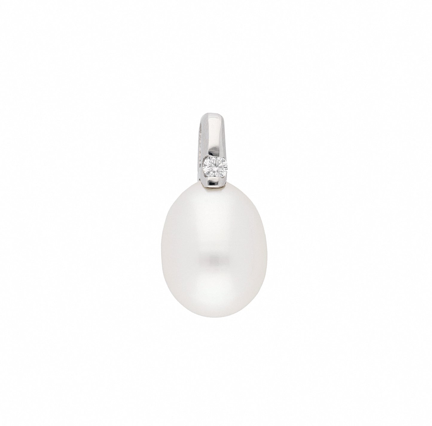 Adelia´s 585 Weißgold Anhänger mit Diamant und Süßwasserperle