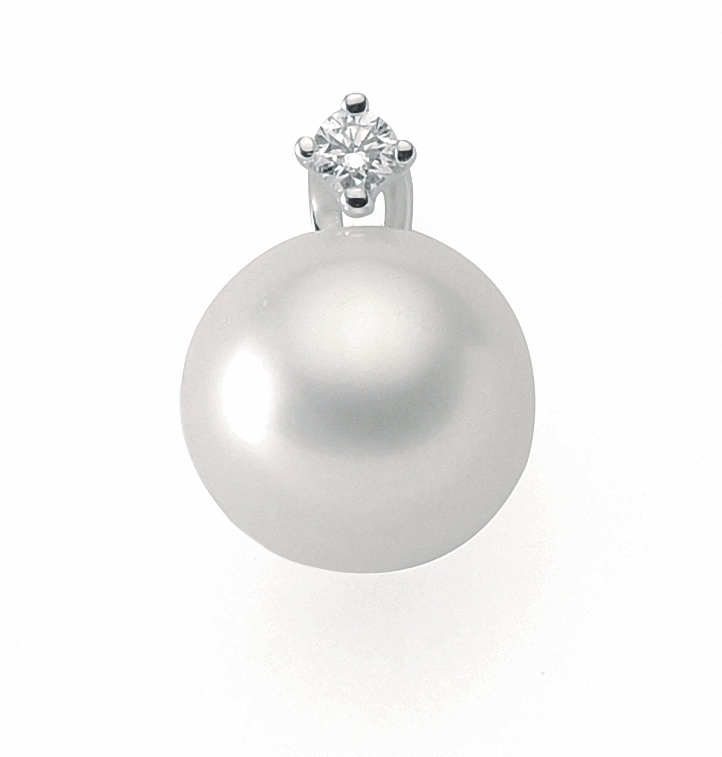 Adelia´s 585 Weißgold Anhänger mit Diamant und Süßwasserperle Ø 9,5 mm