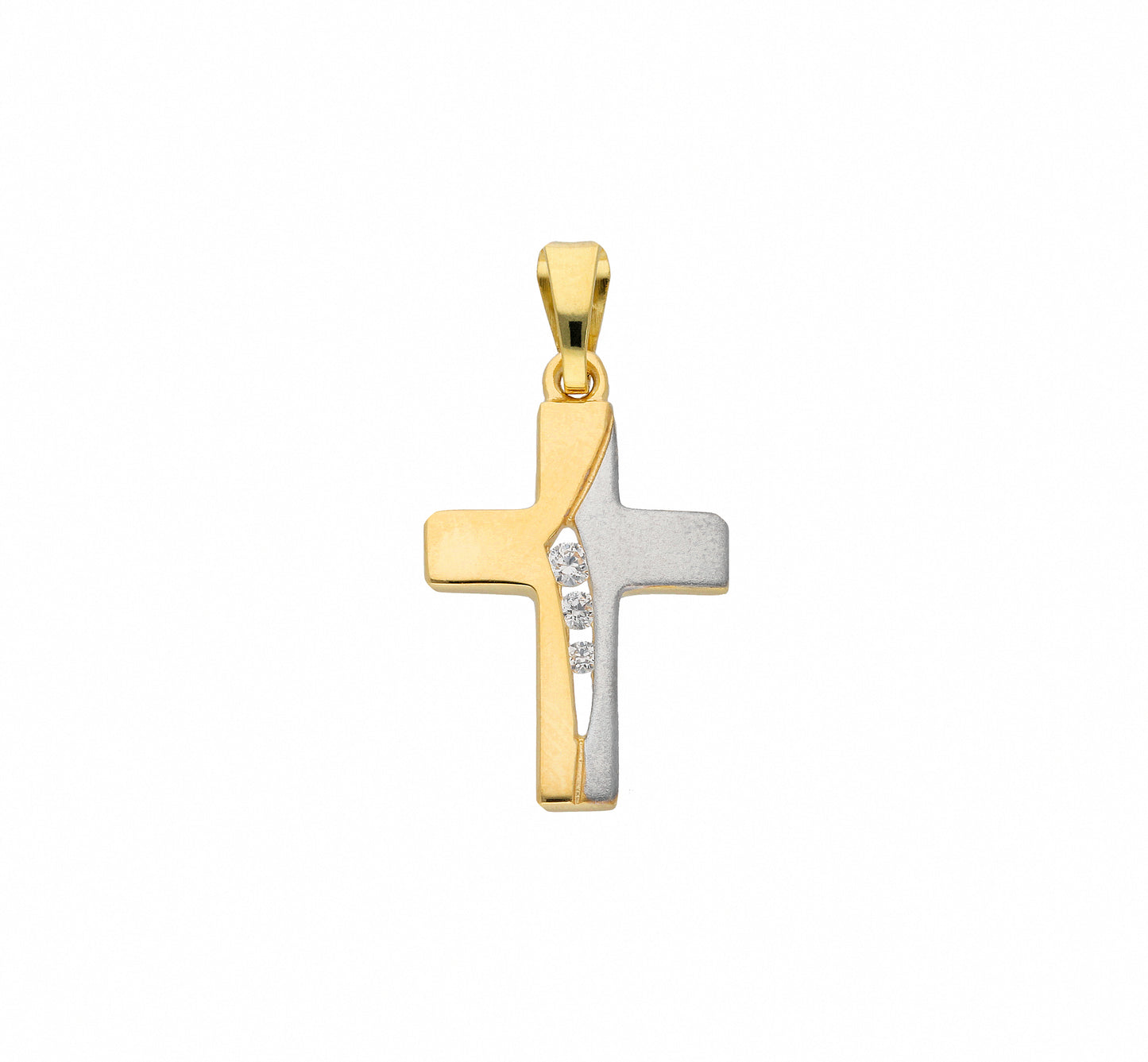 Adelia´s 585 Gold Kreuz Anhänger mit Zirkonia