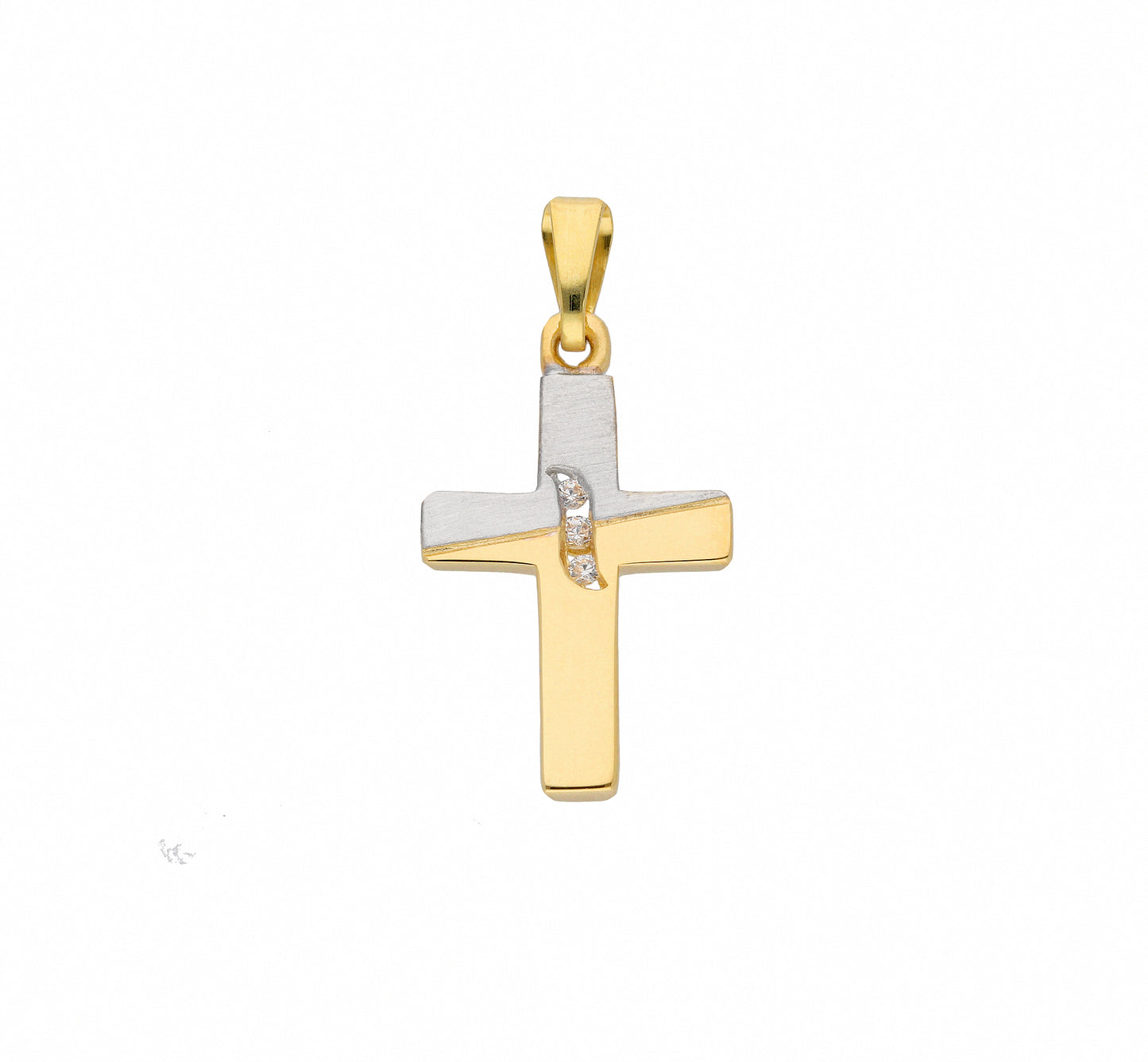 Adelia´s 585 Gold Kreuz Anhänger mit Zirkonia