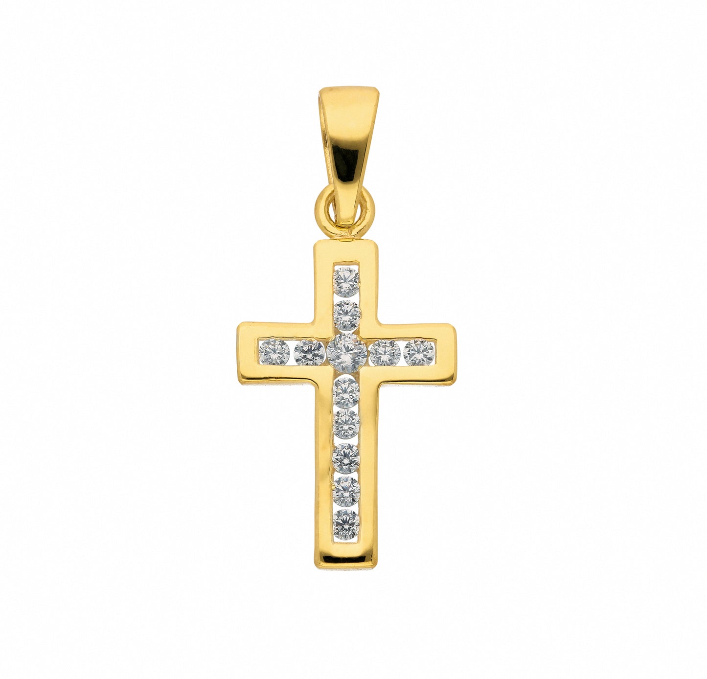 Adelia´s 585 Gold Kreuz Anhänger mit Zirkonia