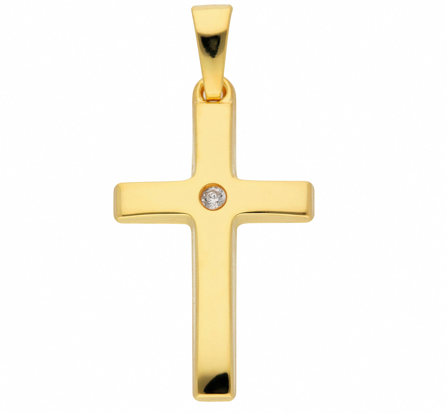 Adelia´s 585 Gold Kreuz Anhänger mit Zirkonia