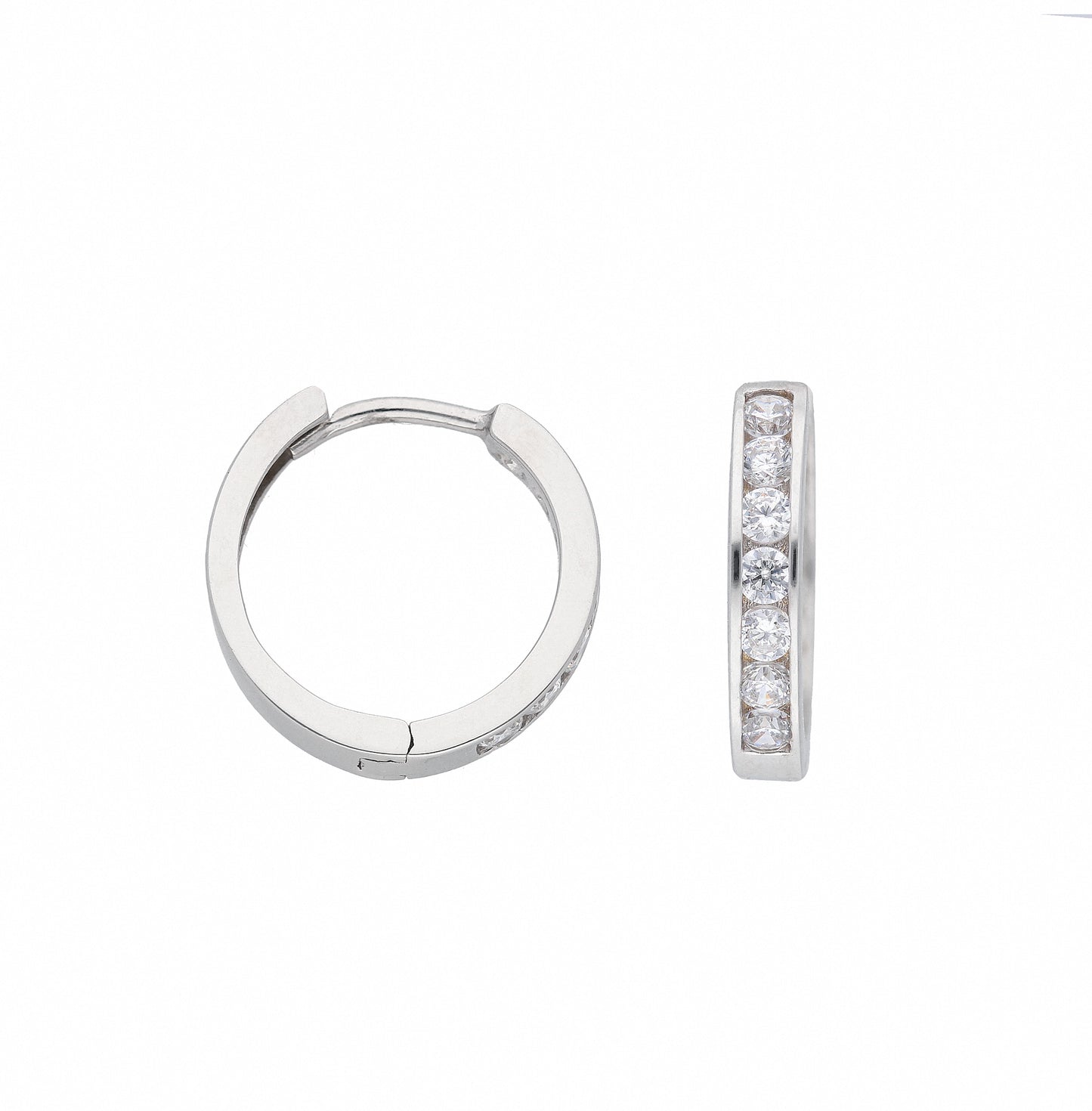 Adelia´s 585 Weißgold Ohrringe Creolen mit Zirkonia Ø 13,6 mm