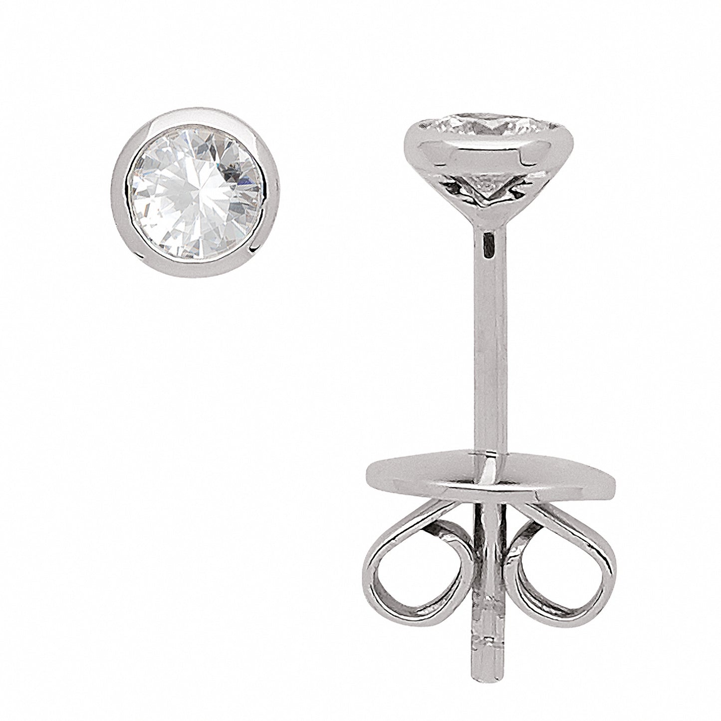 Adelia´s 585 Weißgold Ohrringe Ohrstecker mit Diamant Brillant Ø 4,1 mm