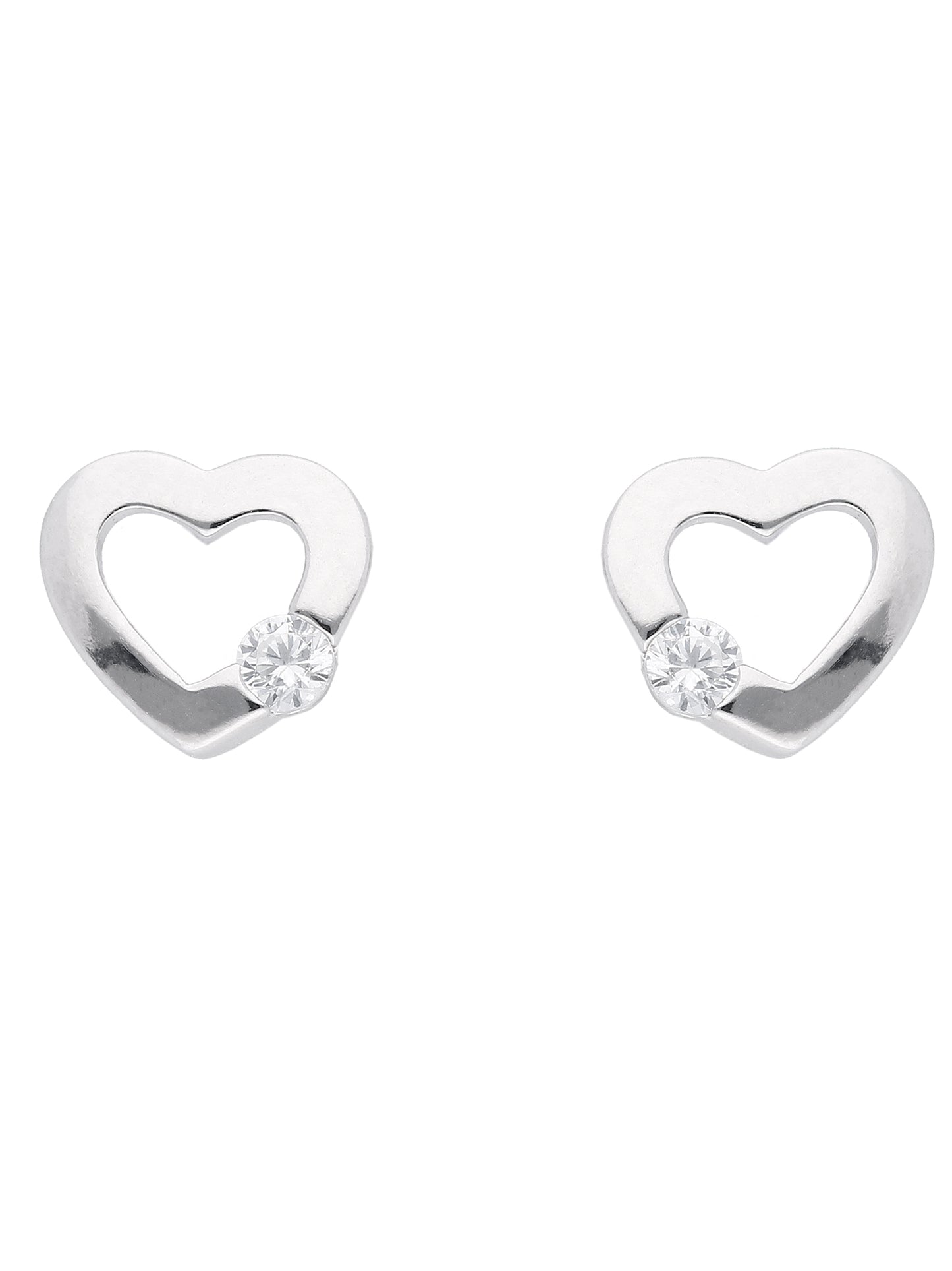 Adelia´s 925 Silber Ohrringe Ohrstecker Herz mit Zirkonia