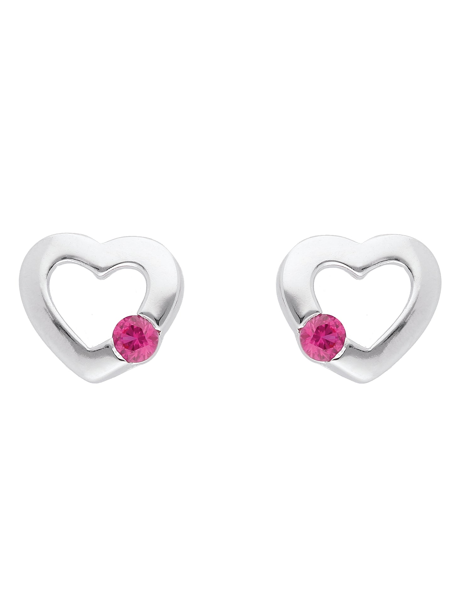 Adelia´s 925 Silber Ohrringe Ohrstecker Herz mit Zirkonia Ø 7,3 mm