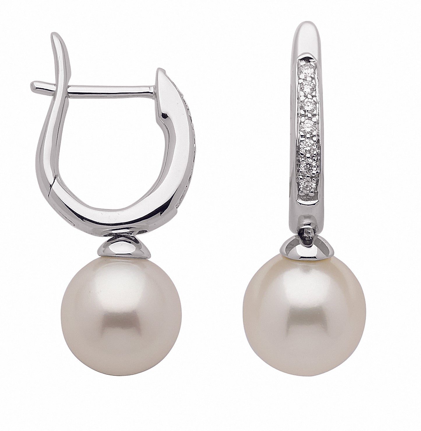 Adelia´s 585 Weißgold Ohrringe Creolen mit Süßwasser Zuchtperle Ø 11 mm