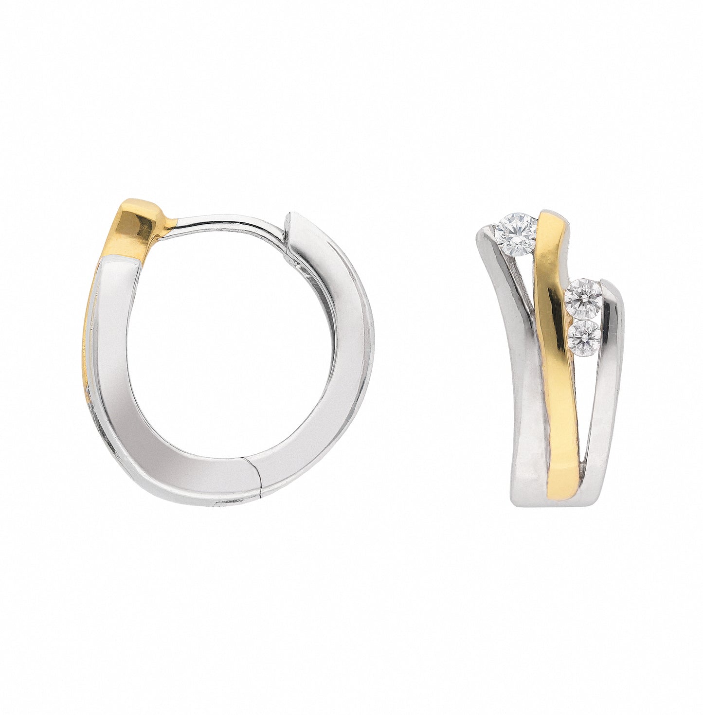 Adelia´s 925 Silber Ohrringe Creolen mit Zirkonia Ø 13,1 mm