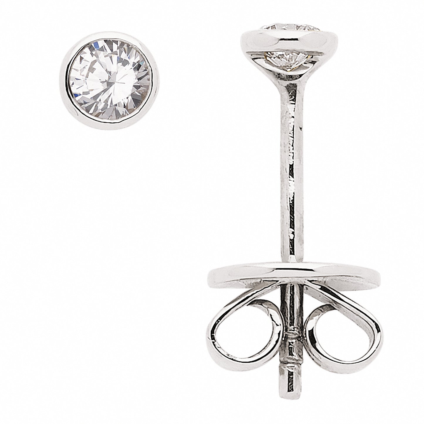 Adelia´s 585 Weißgold Ohrringe Ohrstecker mit Diamant Brillant Ø 3,4 mm