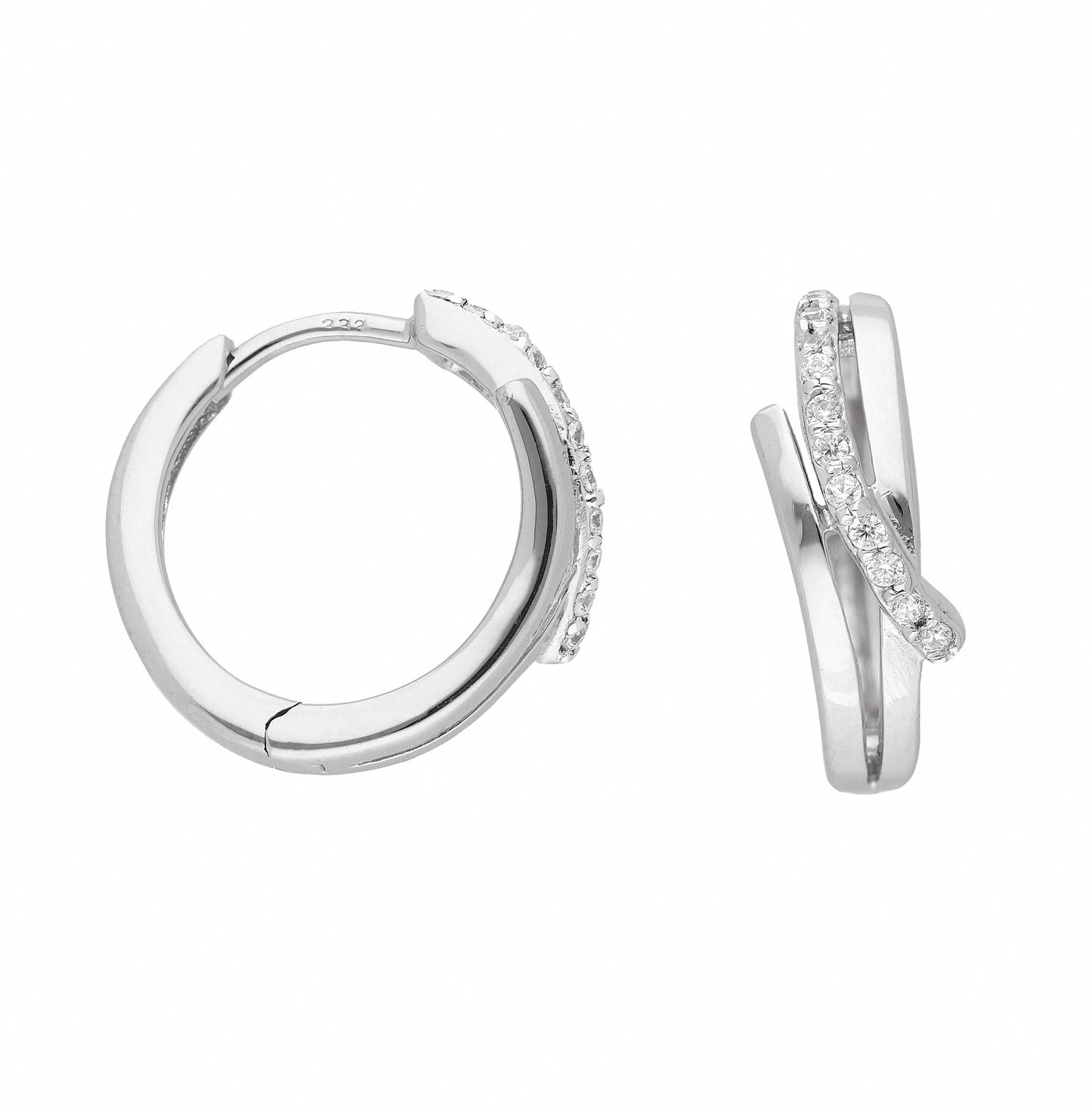 Adelia´s 333 Weißgold Ohrringe Creolen mit Zirkonia