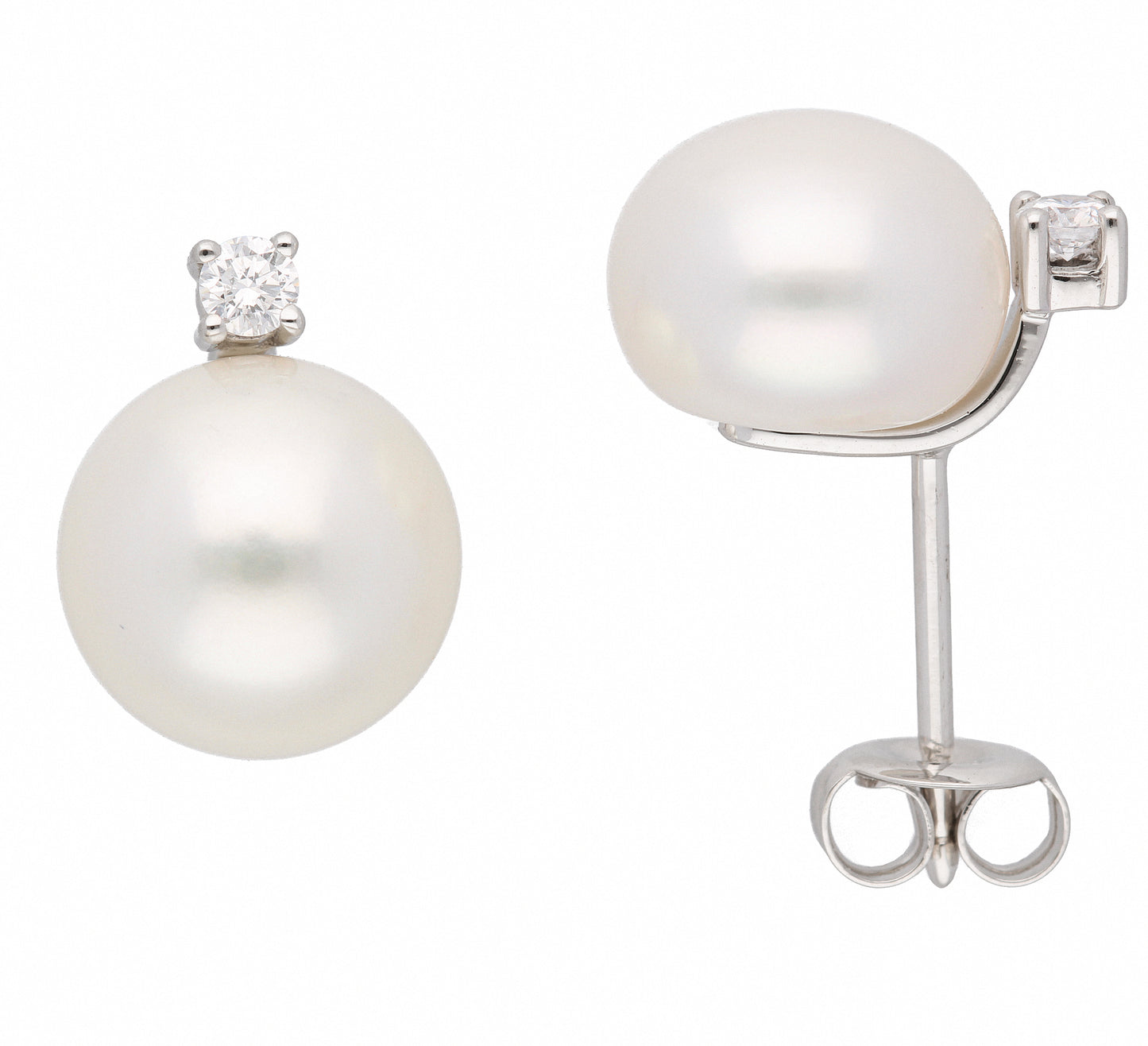 Adelia´s 585 Weißgold Ohrringe Ohrstecker mit Süßwasser Zuchtperle