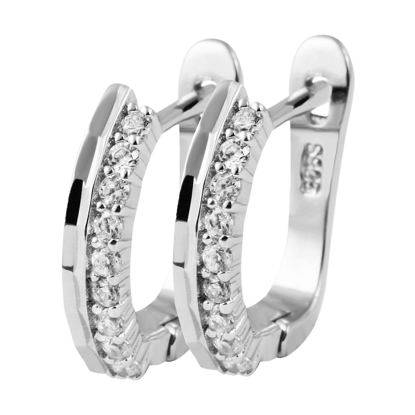 Damen Ohrringe – Klappcreole aus 925 Silber mit Zirkonia
