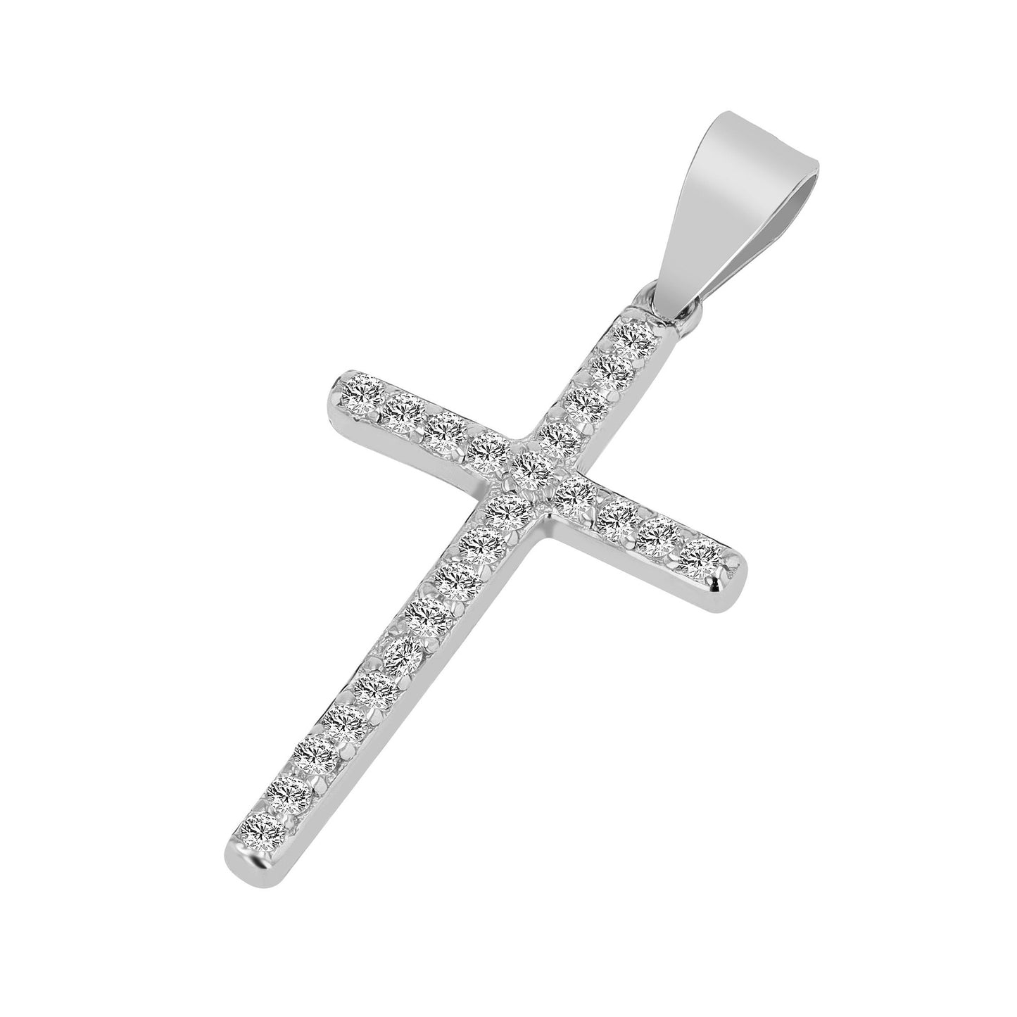 Damen Anhänger – Kreuzanhänger aus 925 Silber mit Zirkonia