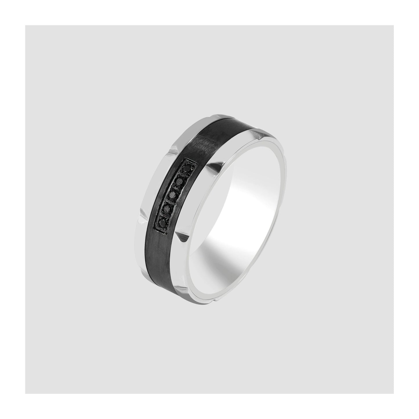 Herren Ring aus Edelstahl mit Strass Steinchen