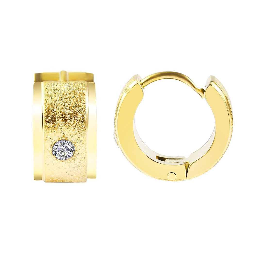 Damen Ohrringe – Klappcreole aus Edelstahl mit Strass Steinchen