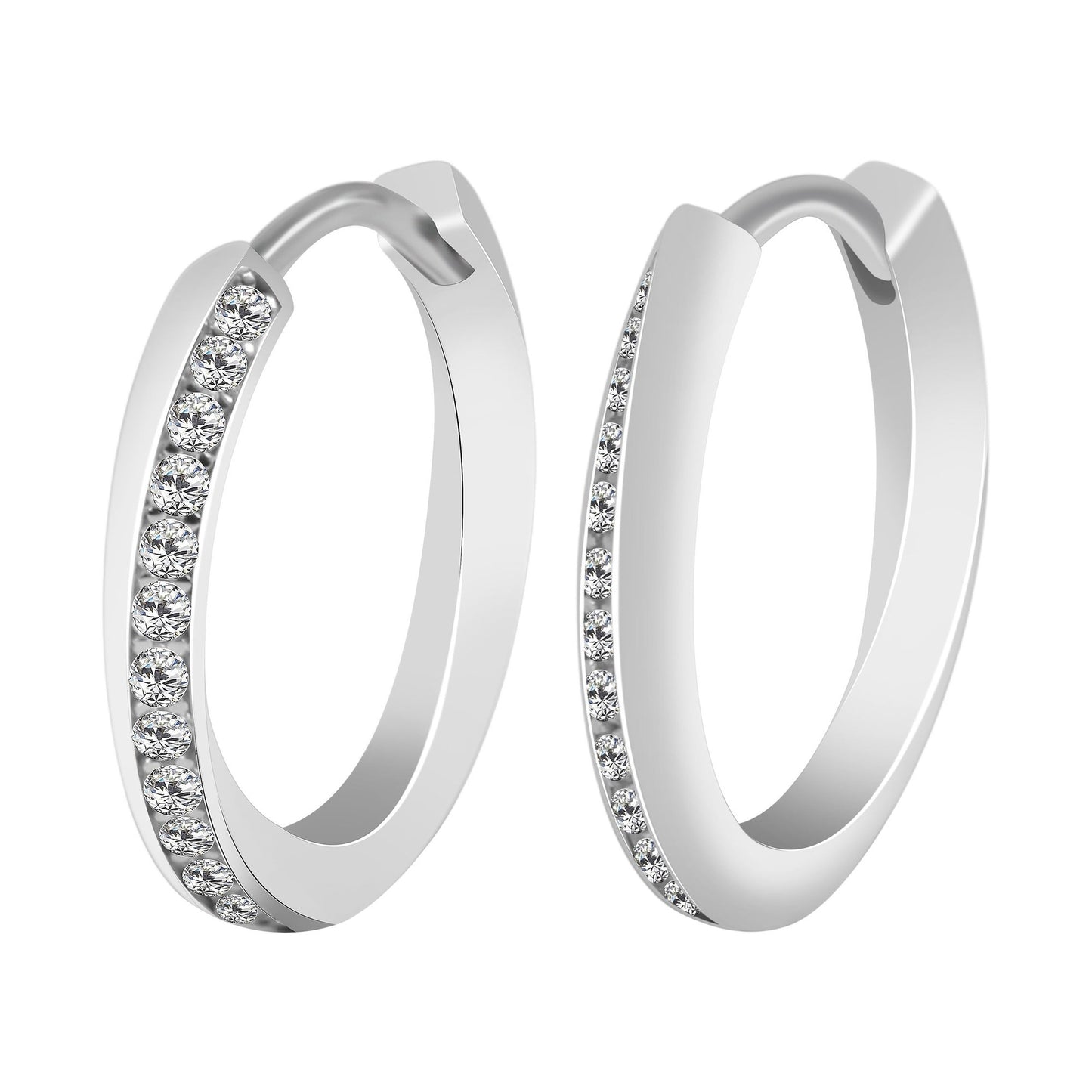 Damen Ohrringe – Klappcreole aus 925 Silber mit Zirkonia