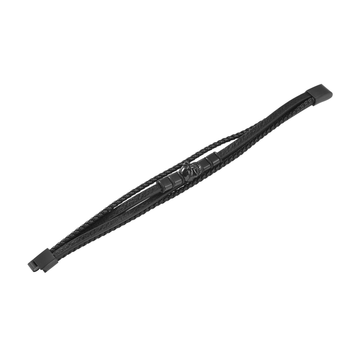 Unisex Armband – Lederarmband Totenkopf aus Leder 23 cm