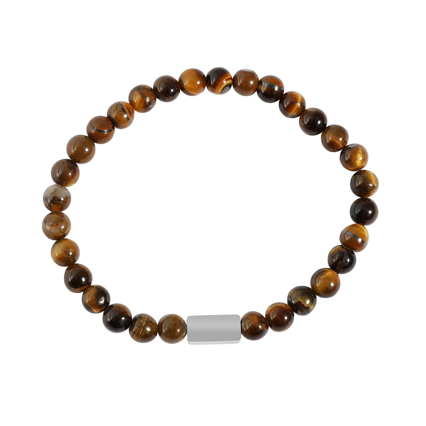 Herren Armband – Kugelarmband aus Edelstahl mit Tigerauge 21 cm