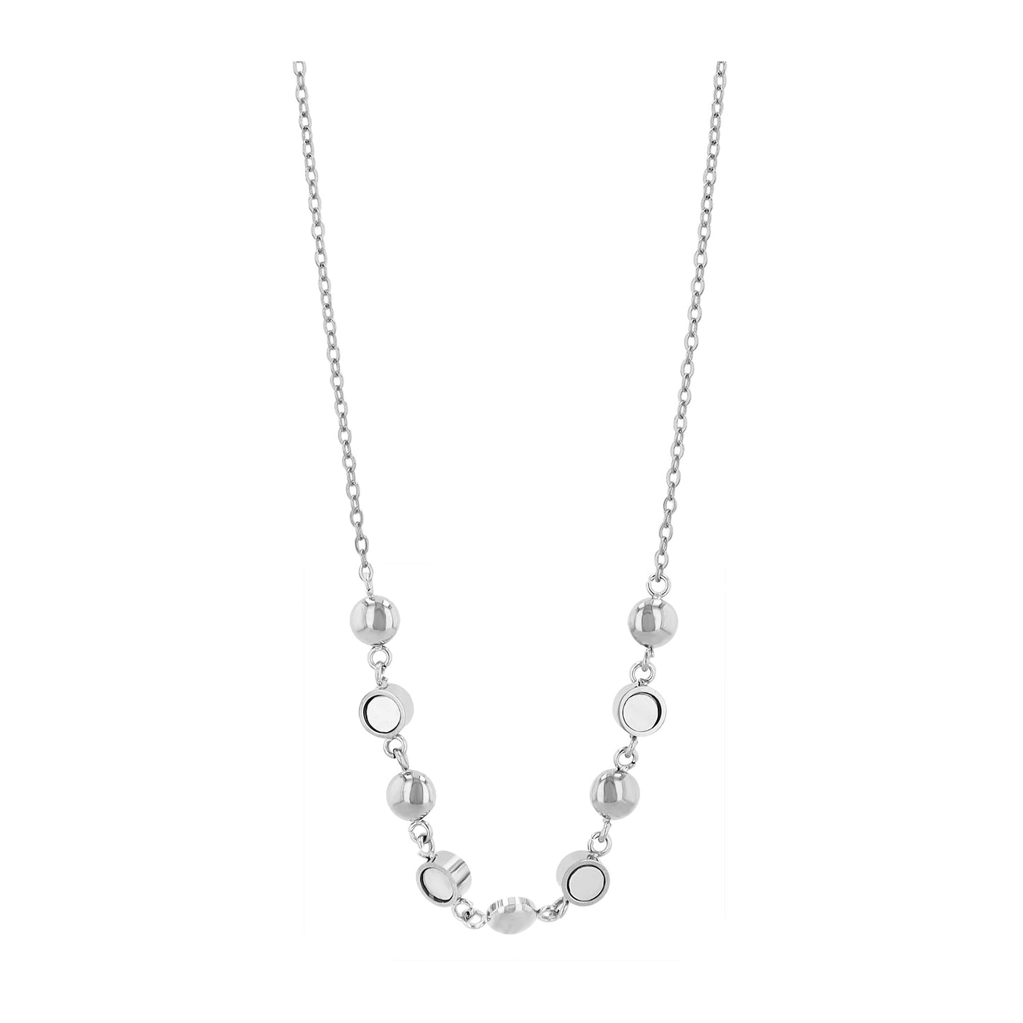 Damen Halskette aus Edelstahl mit Perlmutt 41+5