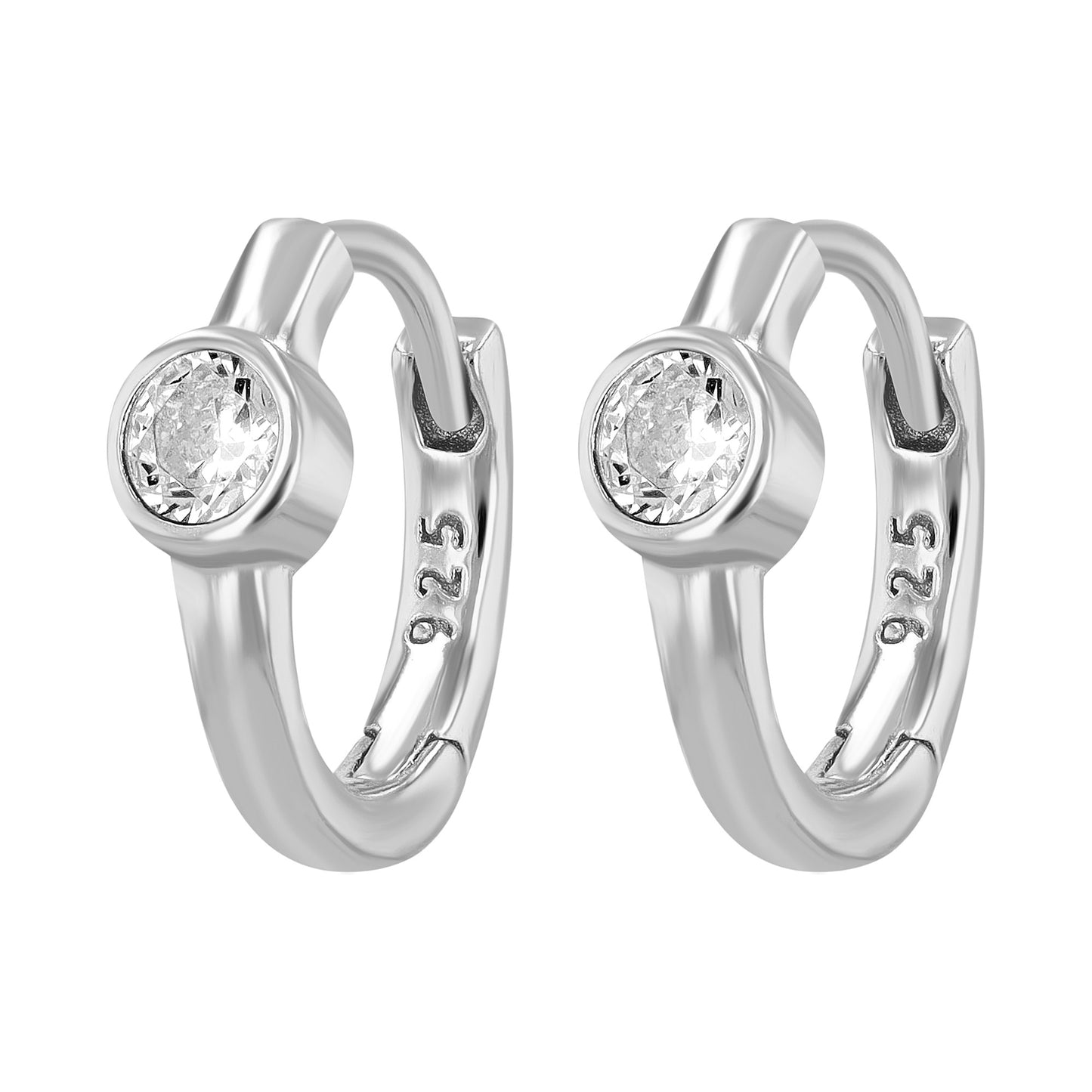 Damen Ohrringe – Klappcreole aus 925 Silber mit Zirkonia