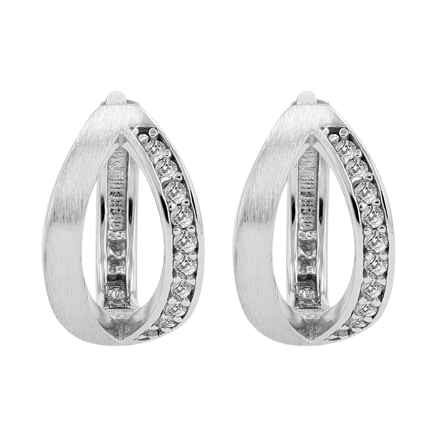Damen Ohrringe – Klappcreole aus 925 Silber mit Zirkonia