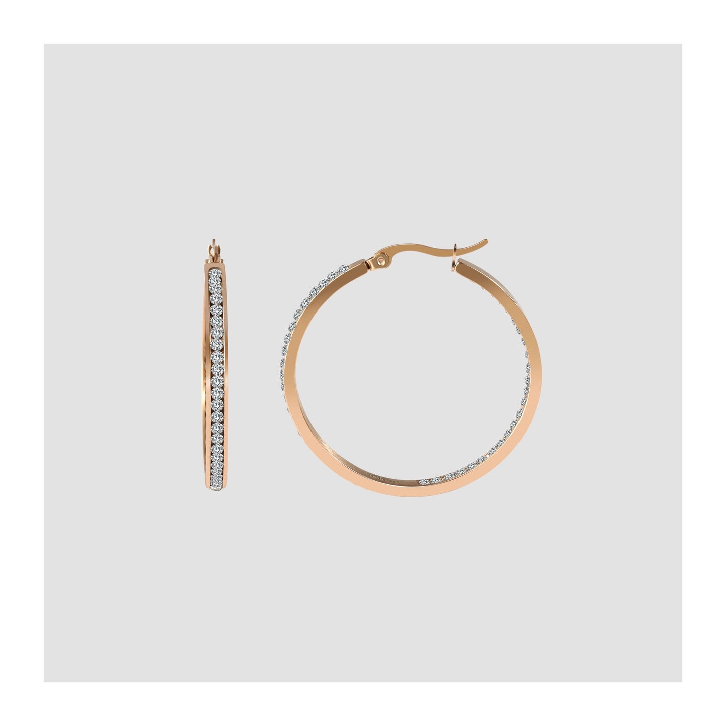 Damen Ohrringe – Creole aus Edelstahl mit Strass Steinchen