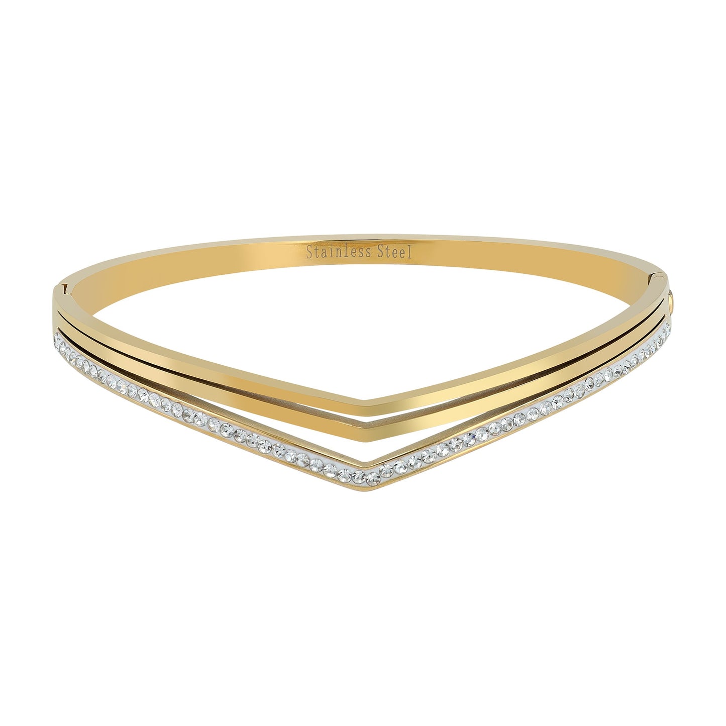 Damen Armband – Armreif aus Edelstahl mit Strass Steinchen Ø 6,0 cm cm