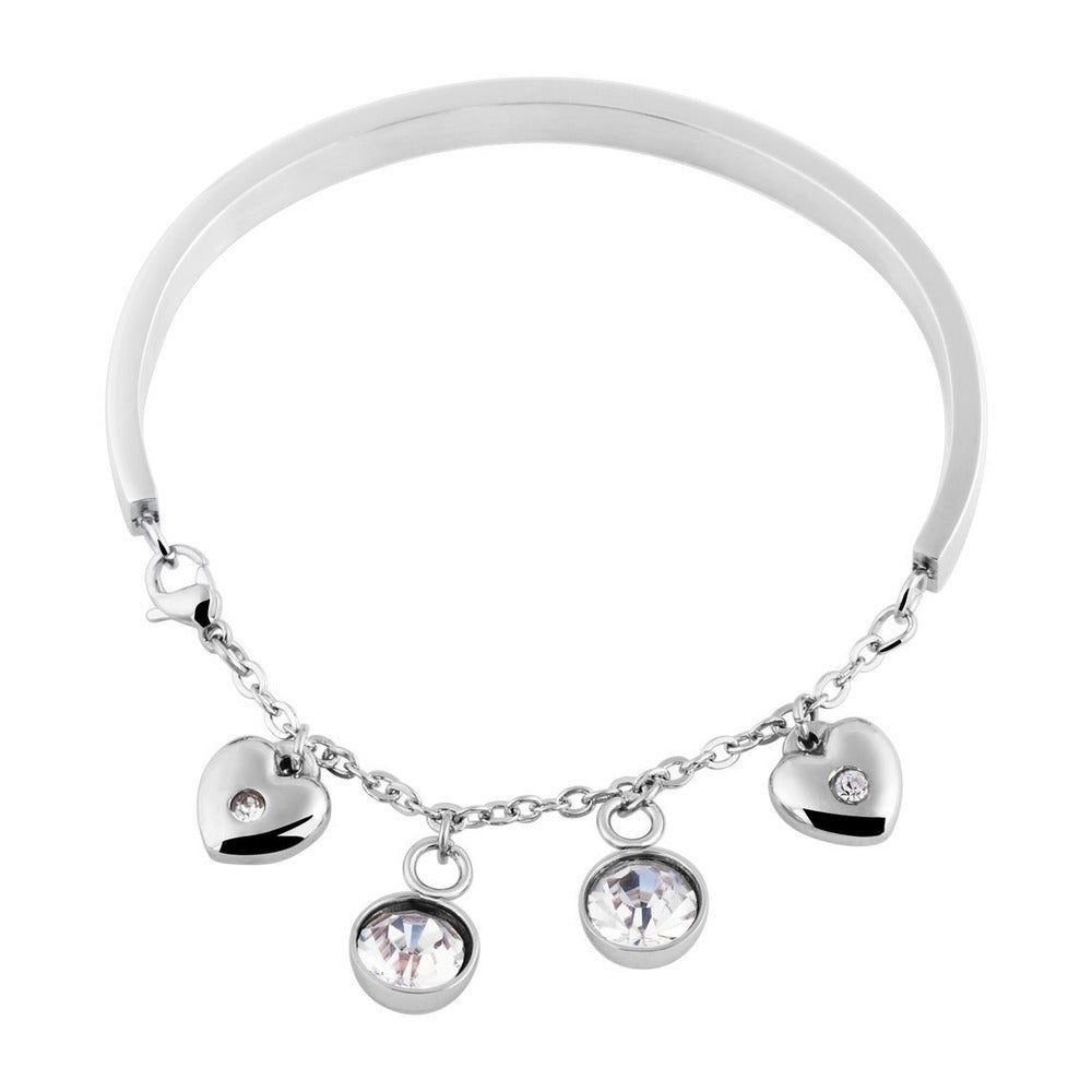 Damen Armband – Armreif aus Edelstahl mit Strass Steinchen 17 cm