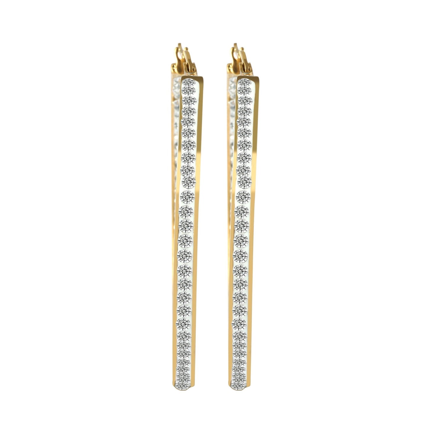 Damen Ohrringe – Creole aus Edelstahl mit Strass Steinchen