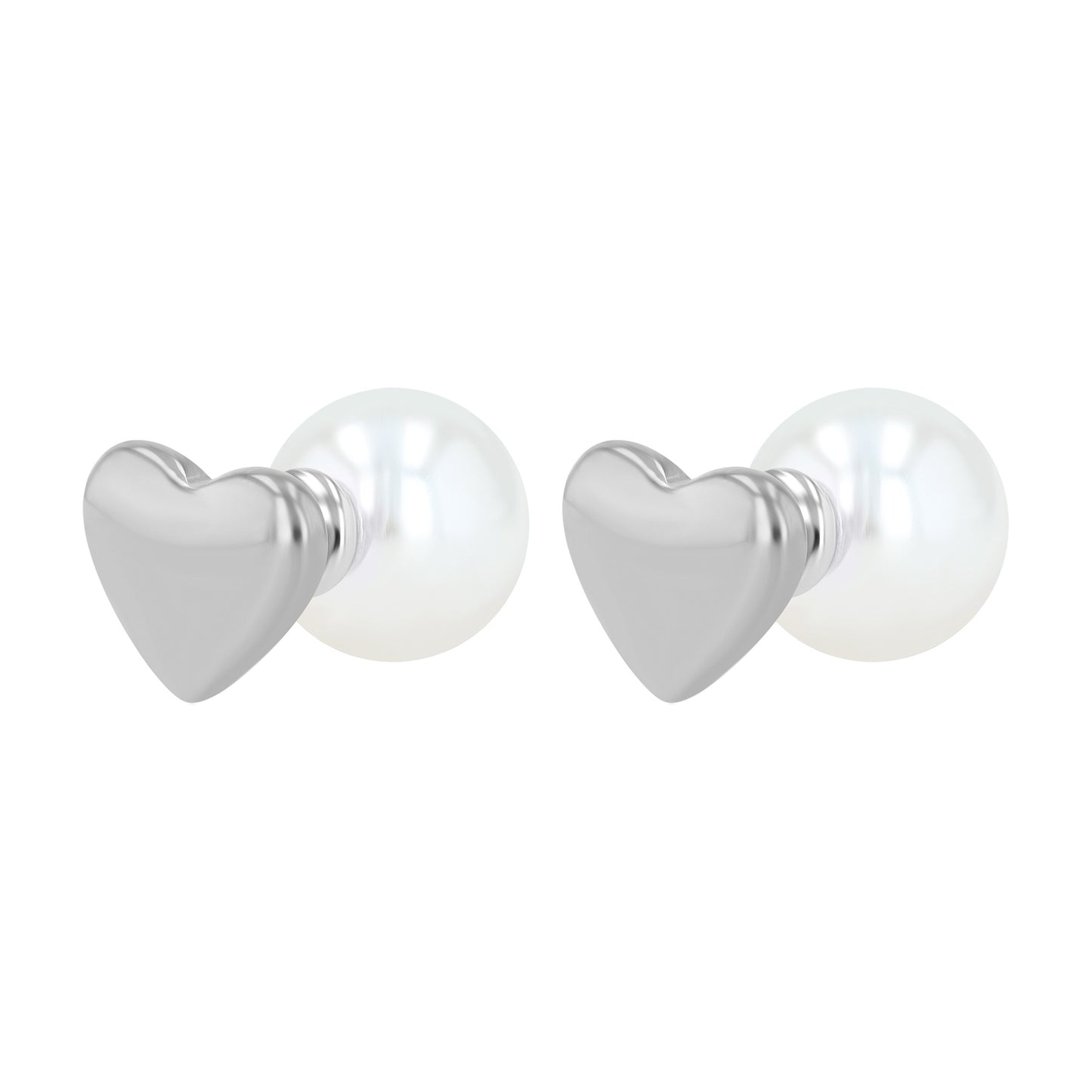 Damen Ohrringe – Ohrstecker Herz aus Edelstahl mit Perle