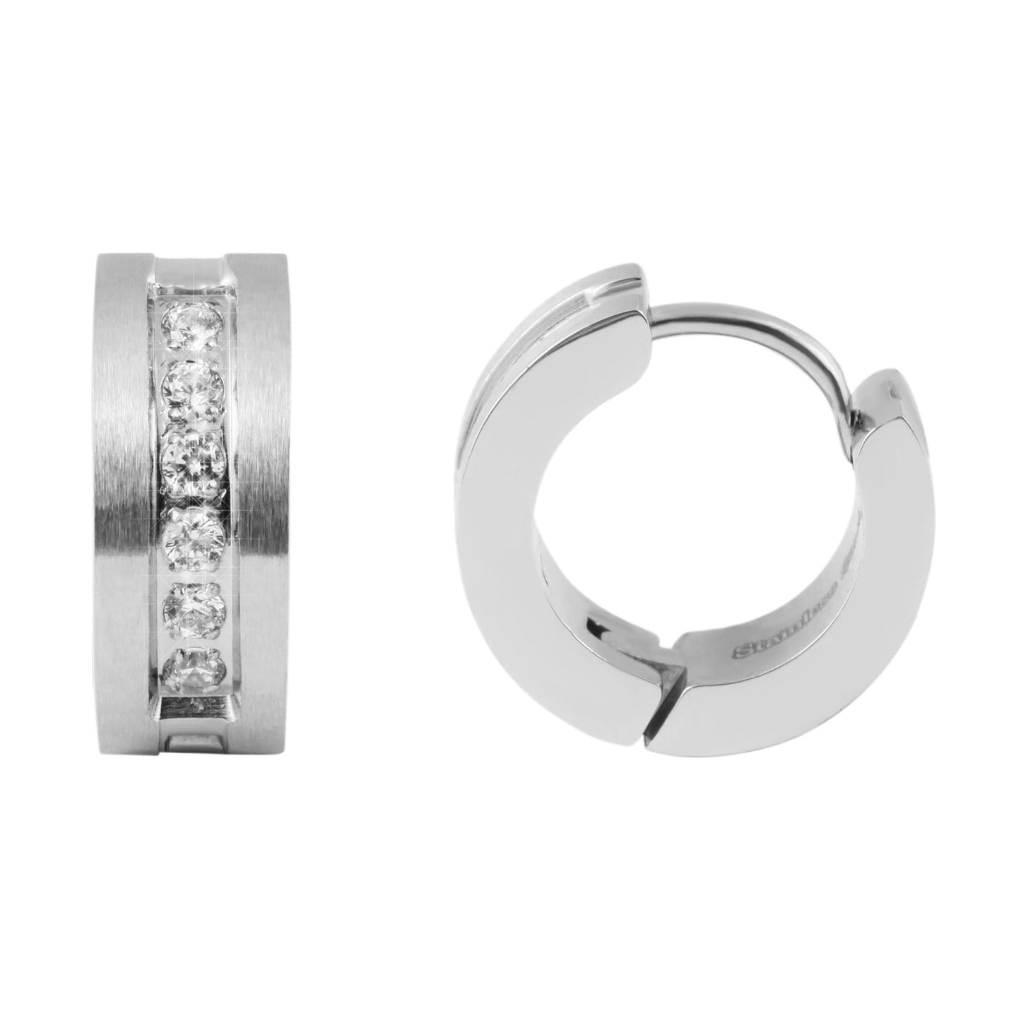 Damen Ohrringe – Creole aus Edelstahl mit Strass Steinchen
