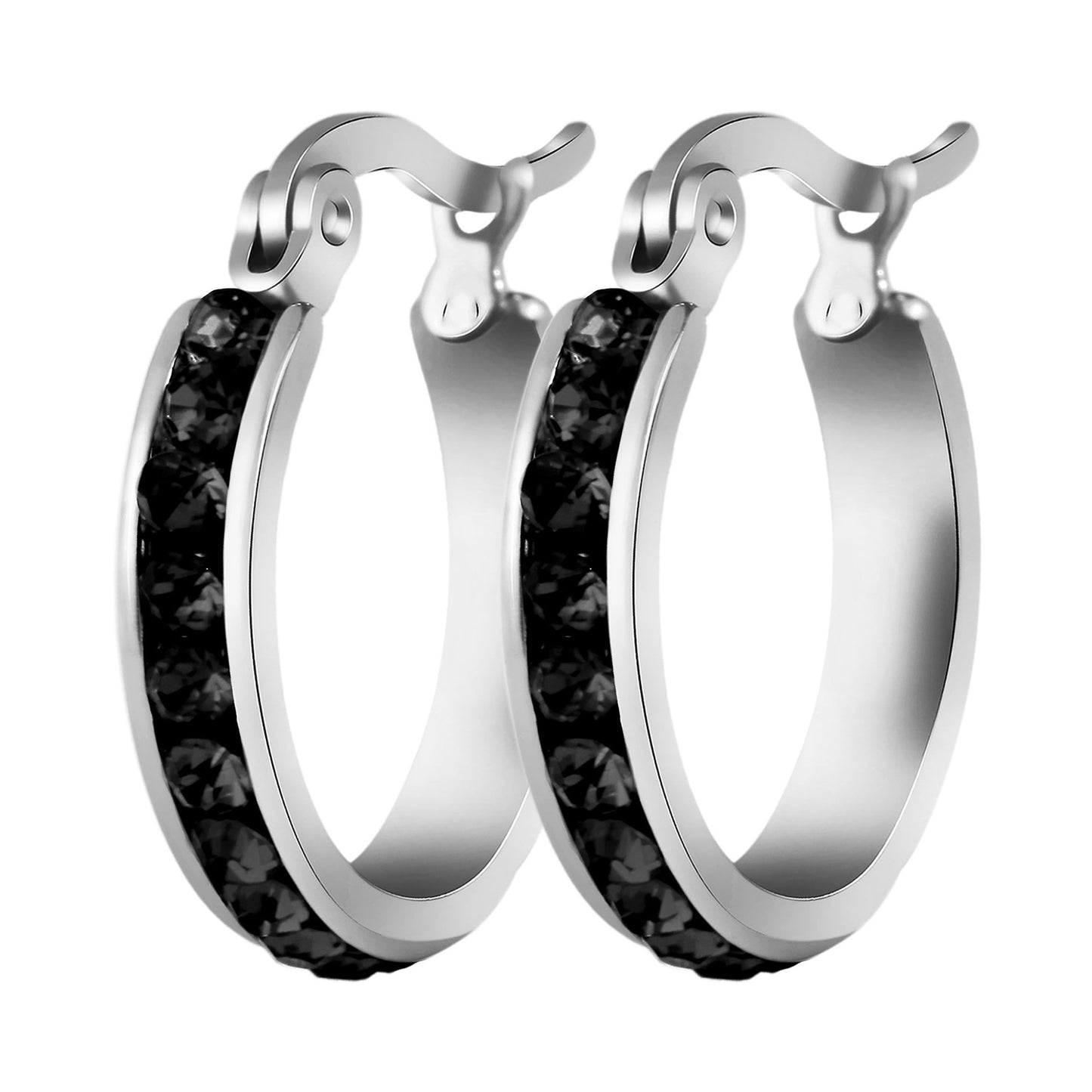 Damen Ohrringe – Creole aus Edelstahl mit Strass Steinchen