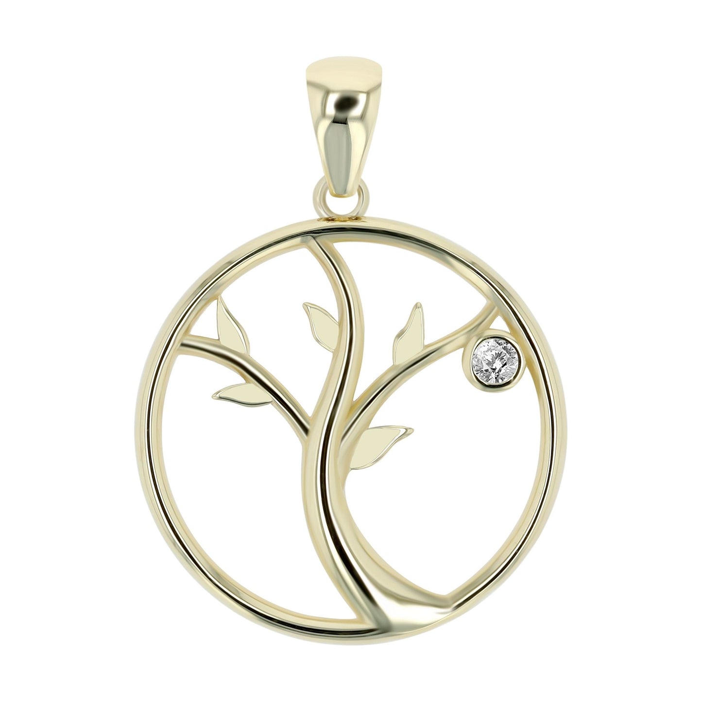 Damen Anhänger – Lebensbaumanhänger aus 333 Gold mit Zirkonia