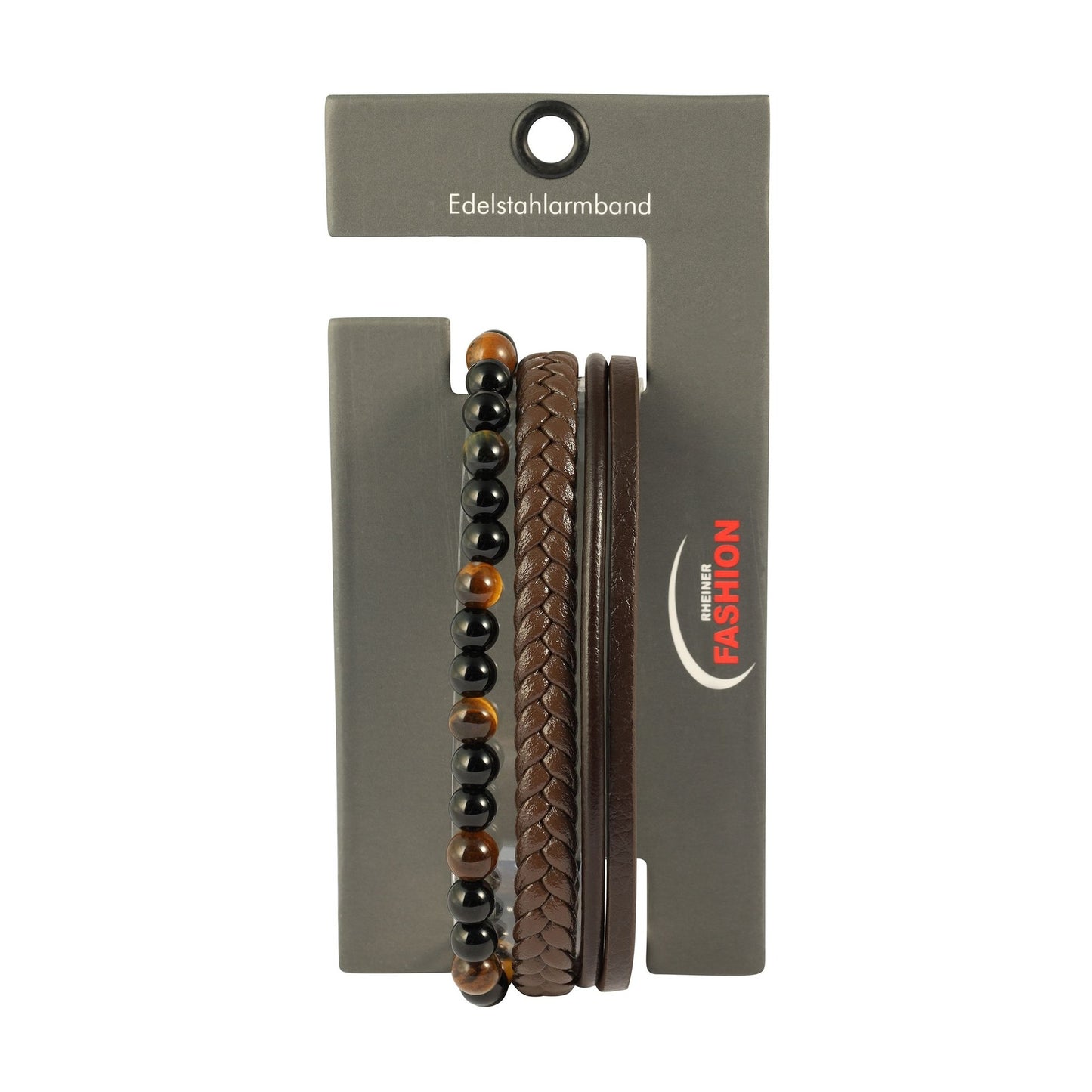 Herren Armband – Lederarmband aus Leder mit Tigerauge 21 cm