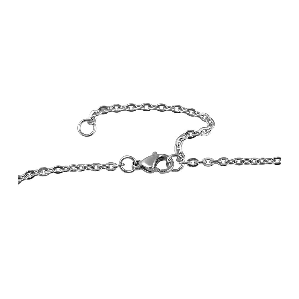 Damen Halskette – Ankerkette aus Edelstahl mit Zirkonia 45 cm