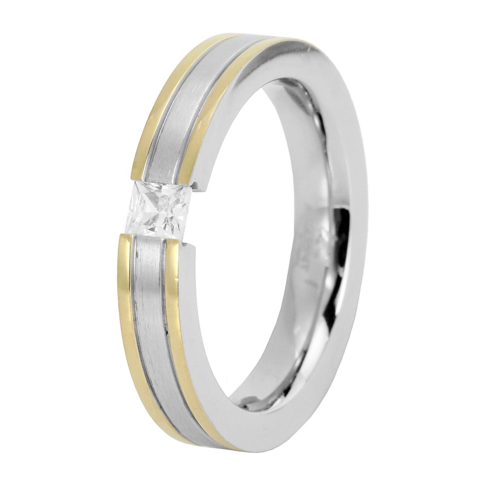 Damen Ring aus Edelstahl mit Zirkonia