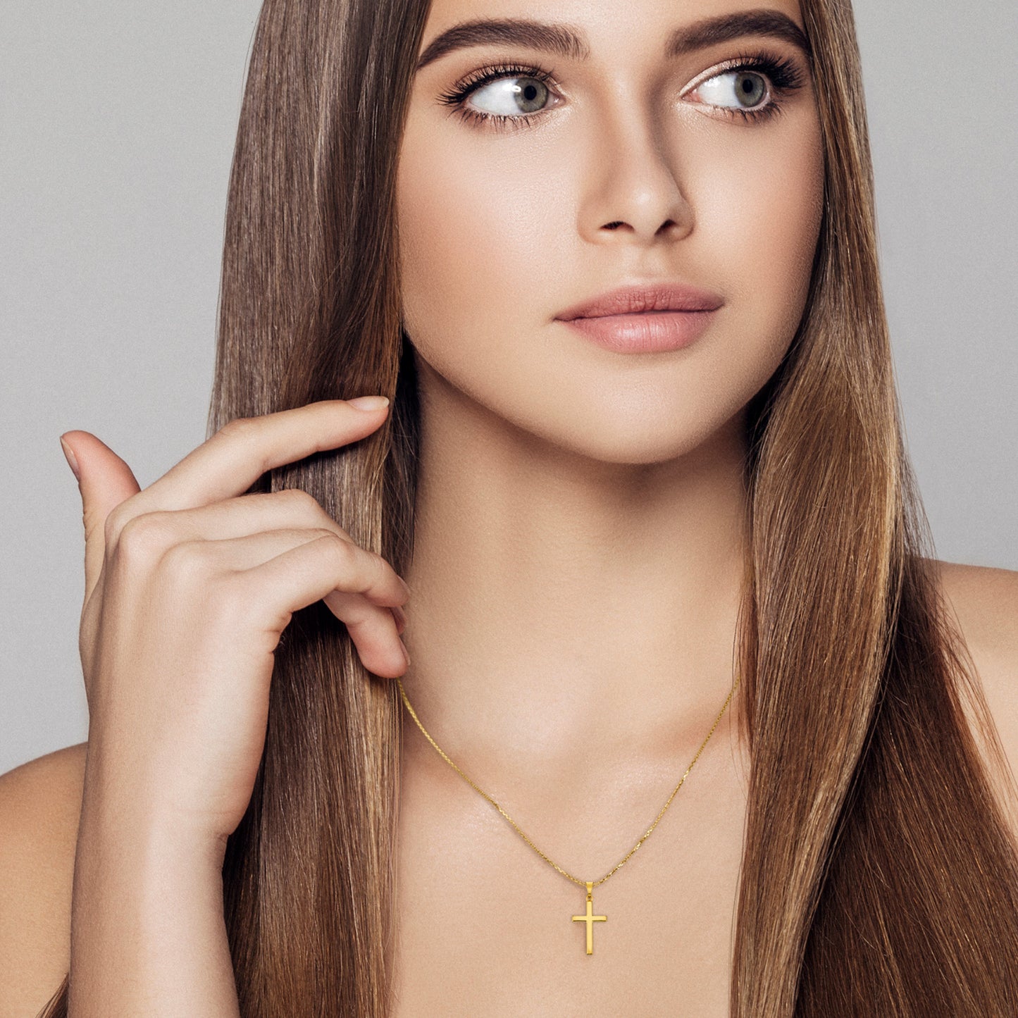 One Element Kreuz Anhänger aus 333 Gelbgold