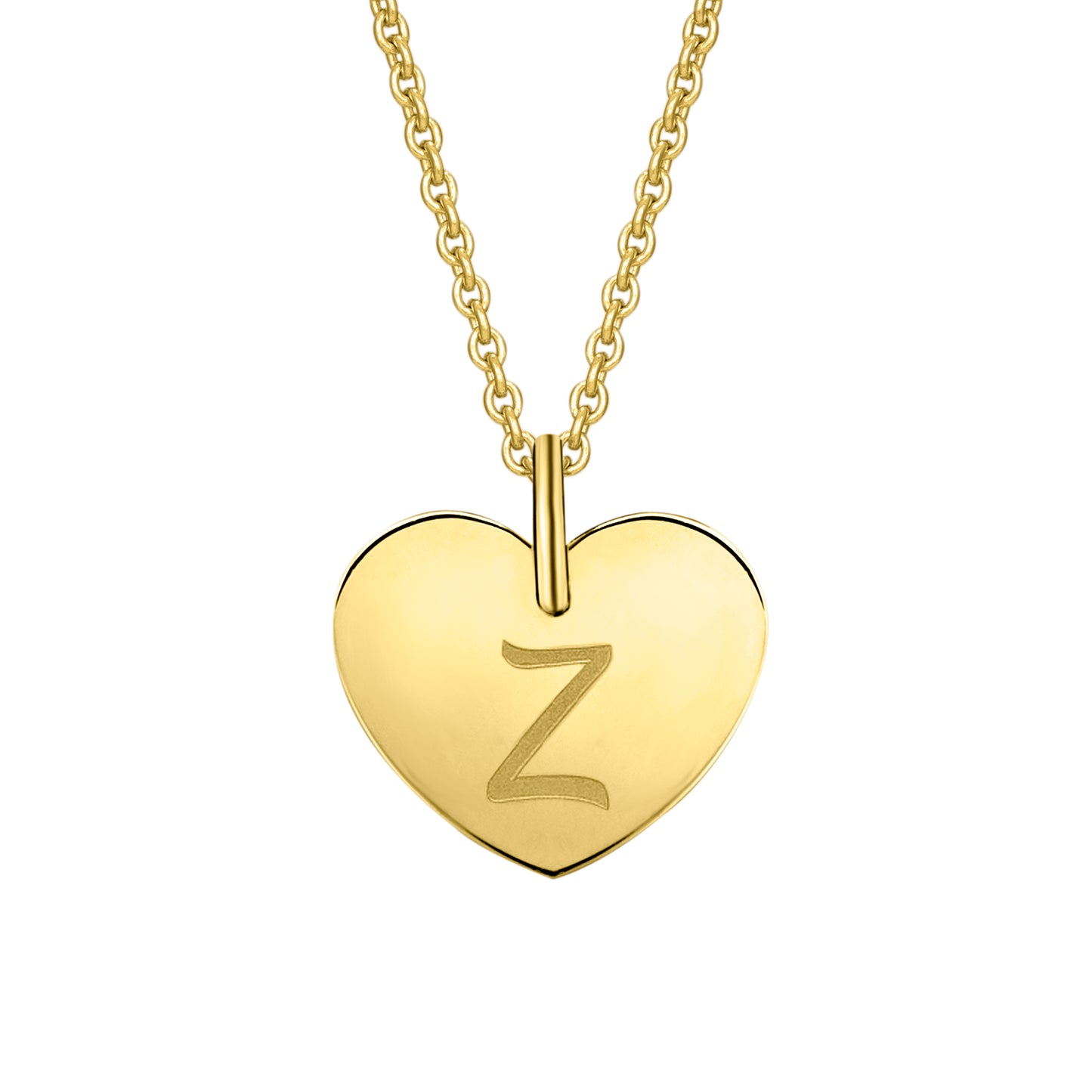 Herz mit Gravur Z Buchstaben Anhänger aus 333 Gelbgold