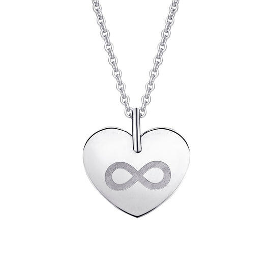 Herz mit Gravur unendlich Herz Anhänger aus 333 Weißgold